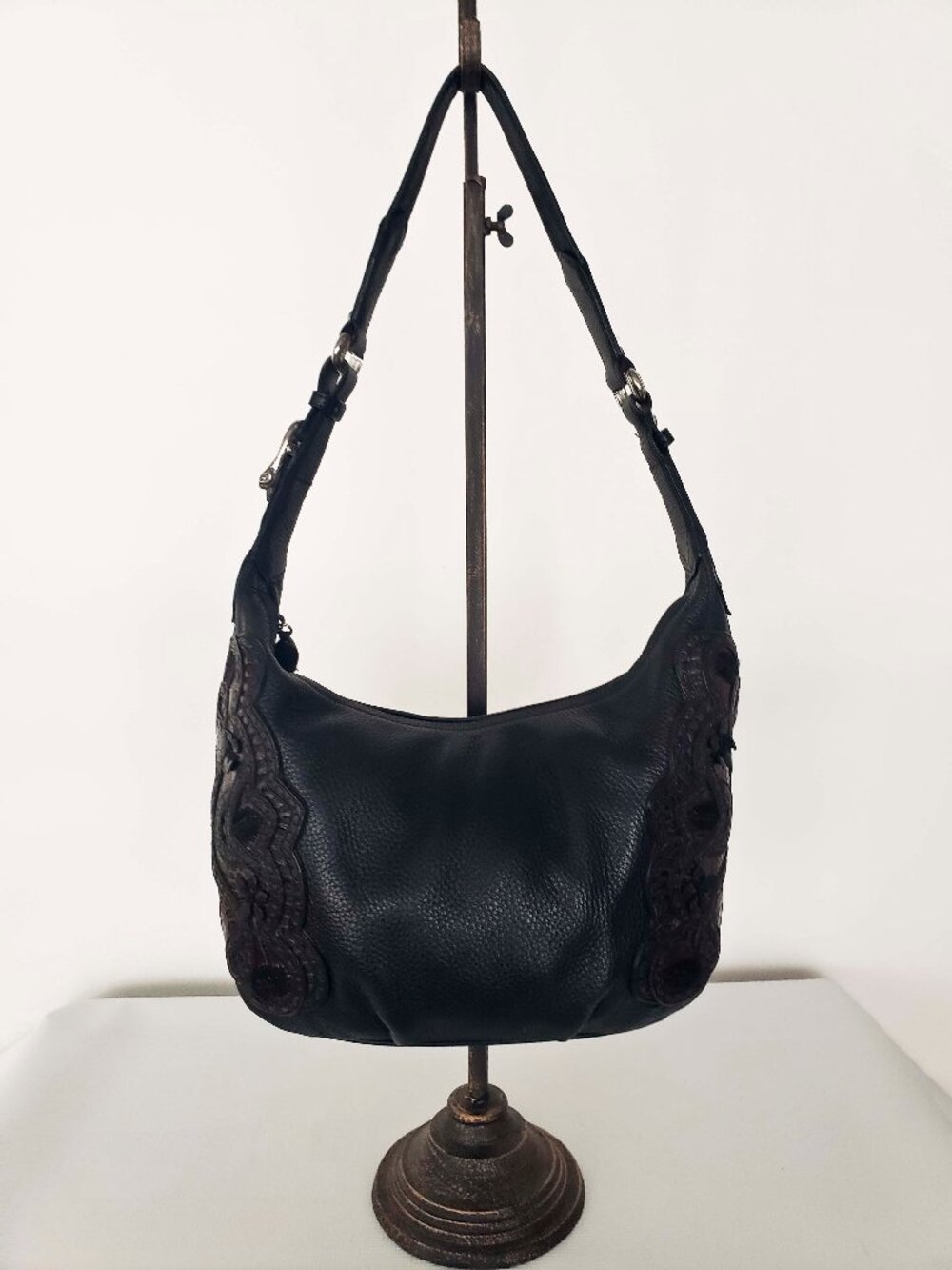 Brighton Concealed Carry Black Pebbled Leather Shoulder Bag